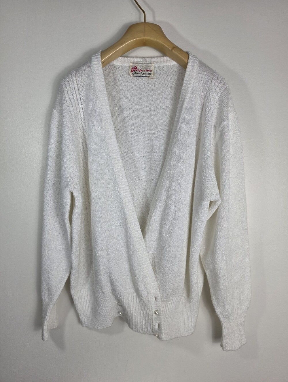 White Women's V-Neck Button Sweater Cardigan